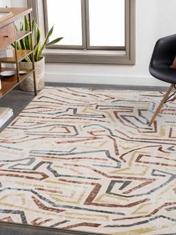 KALEEN - Abstract for Living Area Polyester Self Backing for Longevity Multi-Color