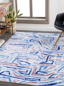 KALEEN - Abstract for Living Area Polyester Self Backing for Longevity Multi-Color