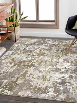 KALEEN - Abstract for Living Area Polyester Self Backing for Longevity Olive