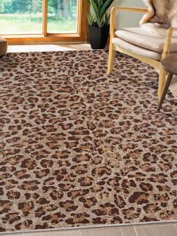 KALEEN - Animal Print for Living Area Polyester Self Backing for Longevity Brown