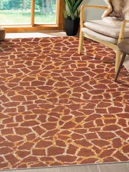 KALEEN - Animal Print for Living Area Polyester Self Backing for Longevity Brown