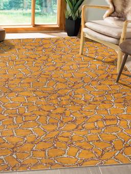 KALEEN - Animal Print for Living Area Polyester Self Backing for Longevity Mustard