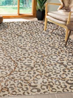 KALEEN - Animal Print for Living Area Polyester Self Backing for Longevity Grey