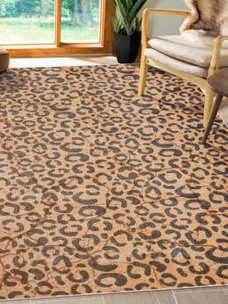 KALEEN - Animal Print for Living Area Polyester Self Backing for Longevity Orange