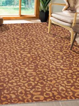 KALEEN - Animal Print for Living Area Polyester Self Backing for Longevity Brown