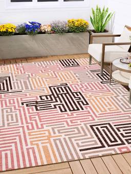 KALEEN - Geometric for Living Area Polyester Self Backing for Longevity Multi-Color
