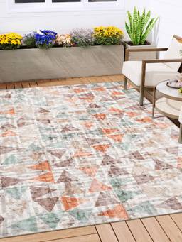 KALEEN - Geometric for Living Area Polyester Self Backing for Longevity Multi-Color