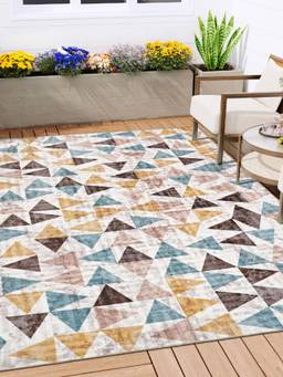 KALEEN - Geometric for Living Area Polyester Self Backing for Longevity Multi-Color