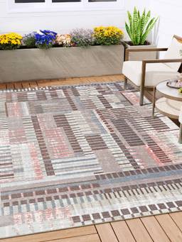 KALEEN - Geometric for Living Area Polyester Self Backing for Longevity Multi-Color