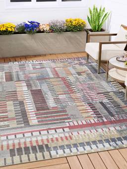 KALEEN - Geometric for Living Area Polyester Self Backing for Longevity Multi-Color