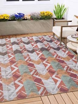 KALEEN - Geometric for Living Area Polyester Self Backing for Longevity Multi-Color