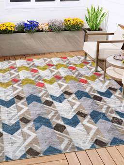 KALEEN - Geometric for Living Area Polyester Self Backing for Longevity Multi-Color