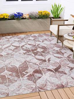 KALEEN - Geometric for Living Area Polyester Self Backing for Longevity Brown