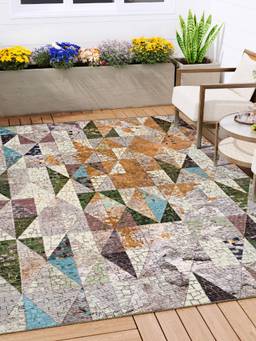 KALEEN - Geometric for Living Area Polyester Self Backing for Longevity Multi-Color