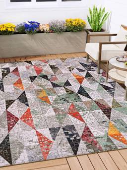 KALEEN - Geometric for Living Area Polyester Self Backing for Longevity Multi-Color