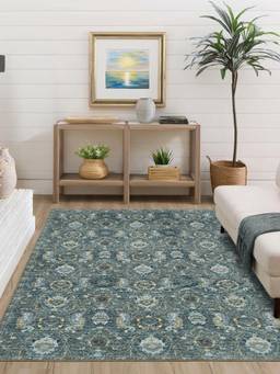 KALEEN - Vintage for Living Area Polyester Self Backing for Longevity Blue
