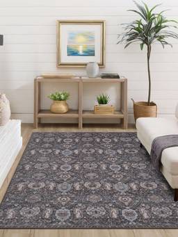 KALEEN - Vintage for Living Area Polyester Self Backing for Longevity Black