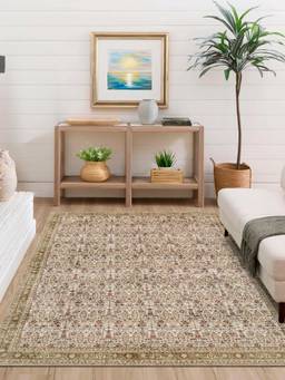 KALEEN - Vintage for Living Area Polyester Self Backing for Longevity Lemon Yellow