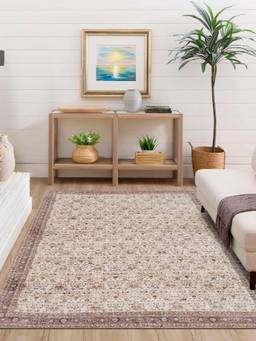 KALEEN - Vintage for Living Area Polyester Self Backing for Longevity Beige