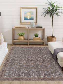 KALEEN - Vintage for Living Area Polyester Self Backing for Longevity Black