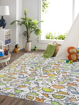 KALEEN - Kids for Living Area Polyester Self Backing for Longevity Multi-Color