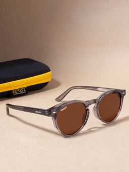 RESIST EYEWEAR - ADAM GREY BROWN 2 Brown Solid Plastic Oval Sunglasses (50)