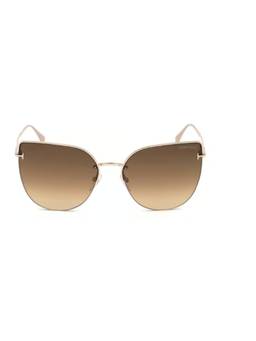 Tom Ford Eyewear - Tom Ford FT0652 60 28F Brown Solid Metal Cat Eye Sunglasses (60)