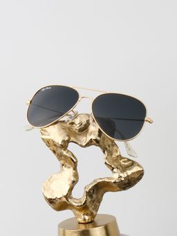 TED SMITH - Unisex Aviator Sunglasses Gold Metal Frame Grey Glass Lenses Classic Style