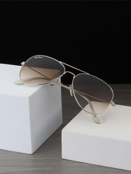 TED SMITH - Unisex Aviator Sunglasses Silver Metal Frame Brown Graded Glass Lenses Classic Style