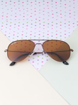 TED SMITH - Unisex Aviator Sunglasses Brown Metal Frame Brown Glass Lenses Classic Style