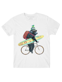 THREADCURRY - Surfer Dude Graphic Printed T-Shirt - White