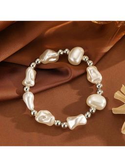 Amorenmore - Baroque Luxe White Pearl Stretch Elastic Bracelet
