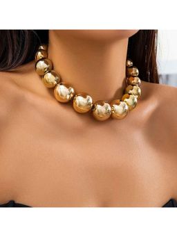 Amorenmore - Bold Statement Golden Bead Classic Necklace