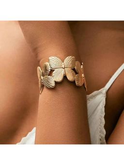 Amorenmore - Butterfly Bloom Gold Plated Elegant Open Cuff Bracelet