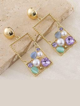 Amorenmore - Celestial Mosaic Multicolor Hypoallergenic Drop Earrings