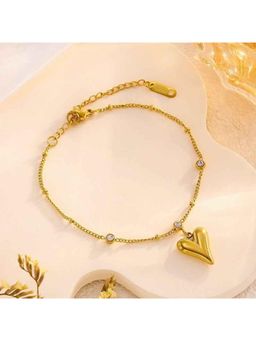 Amorenmore - Golden Heartbeat Adjustable Gold Tone Heart Anklet