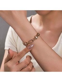 Amorenmore - Aurielle Edge Interlock Crystal Gold Plated Link Bracelet