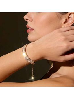 Amorenmore - Celestia Spark Linear Crystal Gold Plated Tennis Bracelet