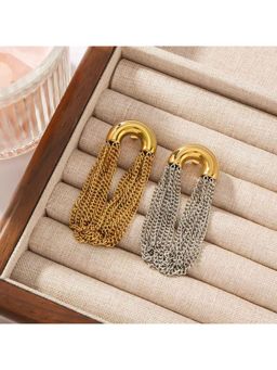 Amorenmore - Aurelia Flow Dual Tone Layered Chain Drop Statement Earrings