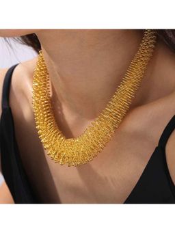 Amorenmore - Gilded Flow Woven Texture Gold Plated Statement Necklace