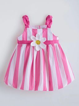 Hopscotch - Pink Stripes Cotton Dress