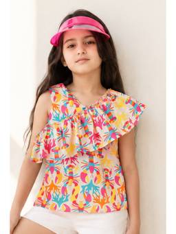 Tales & Stories - Girls Peach Rayon Top