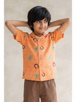 Tales & Stories - Boys Orange Cotton Shirt