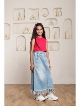 SHORGUL - Girls Pink Pure Cotton Top with Skirt