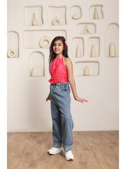 SHORGUL - Girls Pink Pure Cotton Top with Jeans