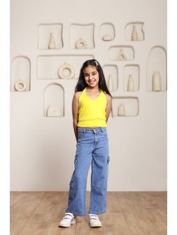 SHORGUL - Girls Yellow Pure Cotton Top with Jeans