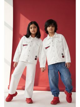 Tales & Stories - Unisex White Lycra Jacket