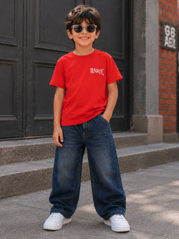 Purple United Kids - Boys Multi-Colour Cotton T-Shirt with Jeans