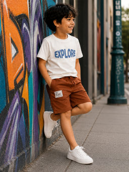 Purple United Kids - Boys Multi-Colour Cotton T-Shirt with Shorts