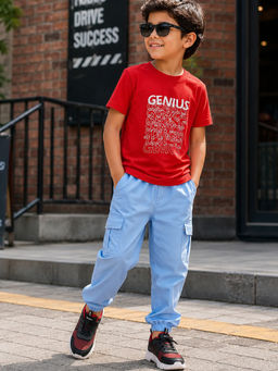 Purple United Kids - Boys Multi-Colour Cotton T-Shirt with Joggers